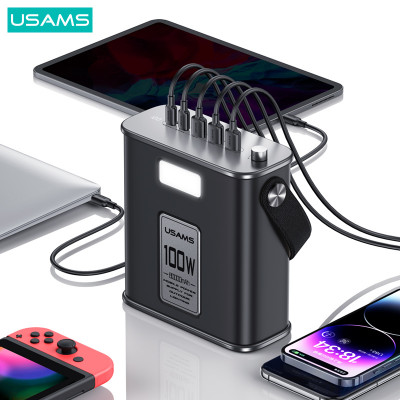 Power Bank USAMS US-CD196 130W 2C+3A + Type-C Type-C cable 100W PD Fast Charging 80000mAh black