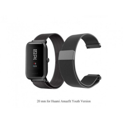 Ремешок Strap Up для Xiaomi Amazfit Bip 20 мм Миланская петля Black/Silver