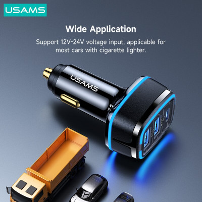 Автомобильное зарядное устройство USAMS CC126 80W Dual USB + PD Black