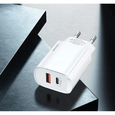 Сетевое зарядное устройство Fast Charger Usams T35 USBType-C QCPD3.0 20W 3A White