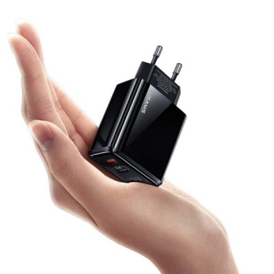 Сетевое зарядное устройство Fast Charger Usams T40 USBType-C QCPD3.0 20W 3A Digital Display Black