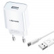 Сетевое зарядное устройство Usams T21 USB 2.1A + Micro-USB cable White