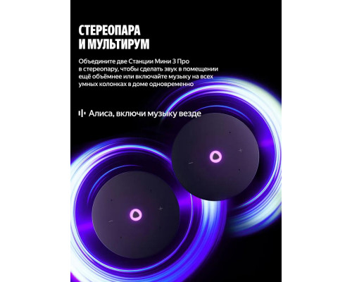 Умная колонка Яндекс Станция Мини 3 Про с Алисой, Zigbee™, 18 Вт, Чёрный