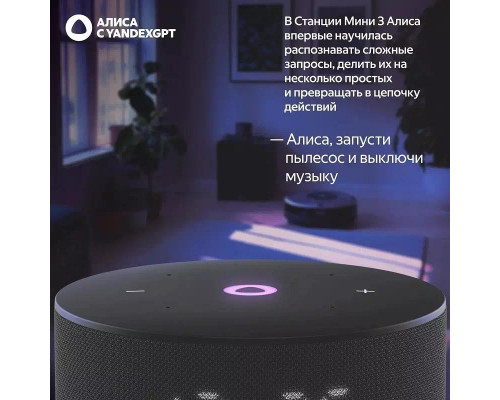 Умная колонка Яндекс Станция Мини 3 с часами ( Чёрный )