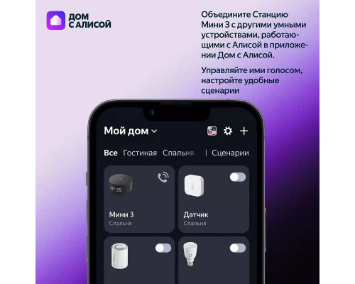 Умная колонка Яндекс Станция Мини 3 с часами ( Серый )